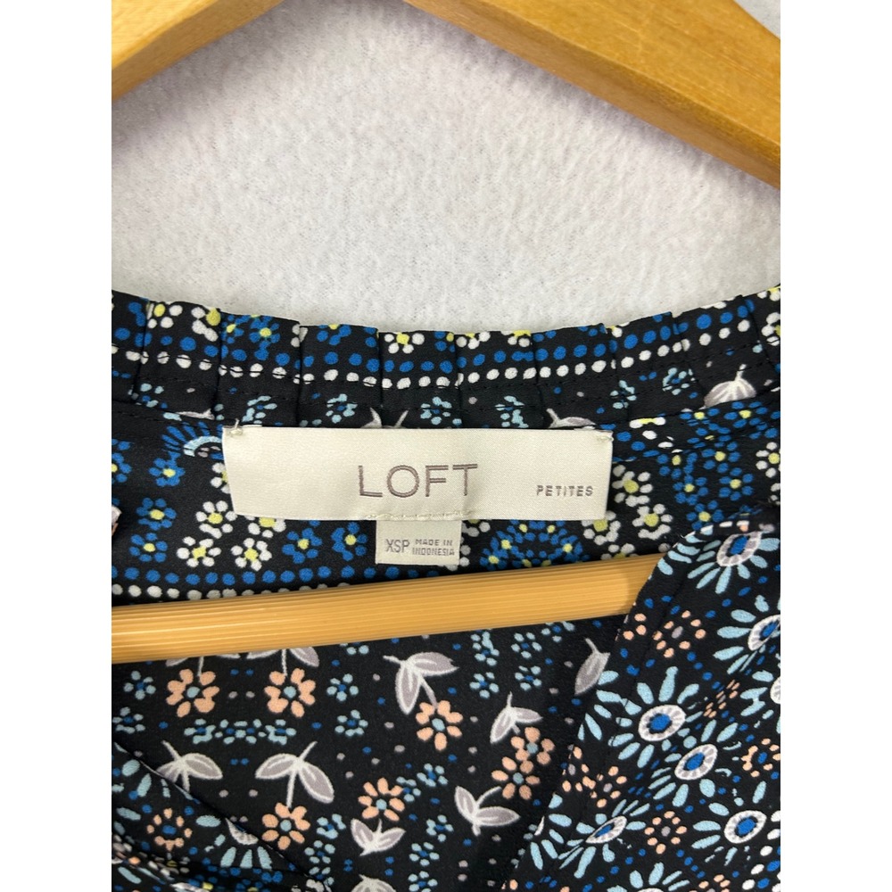 Loft Petite Patchwork Floral Print Button Neck Bl… - image 3